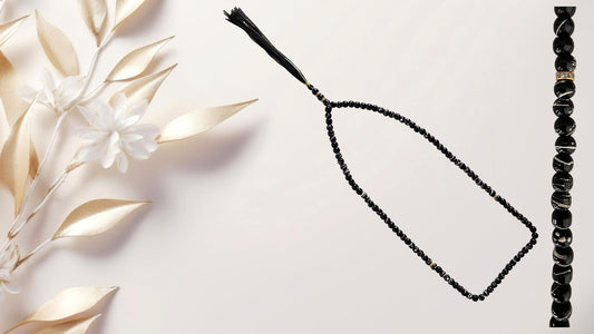 Black tasbih with 99 beads for Islamic prayer