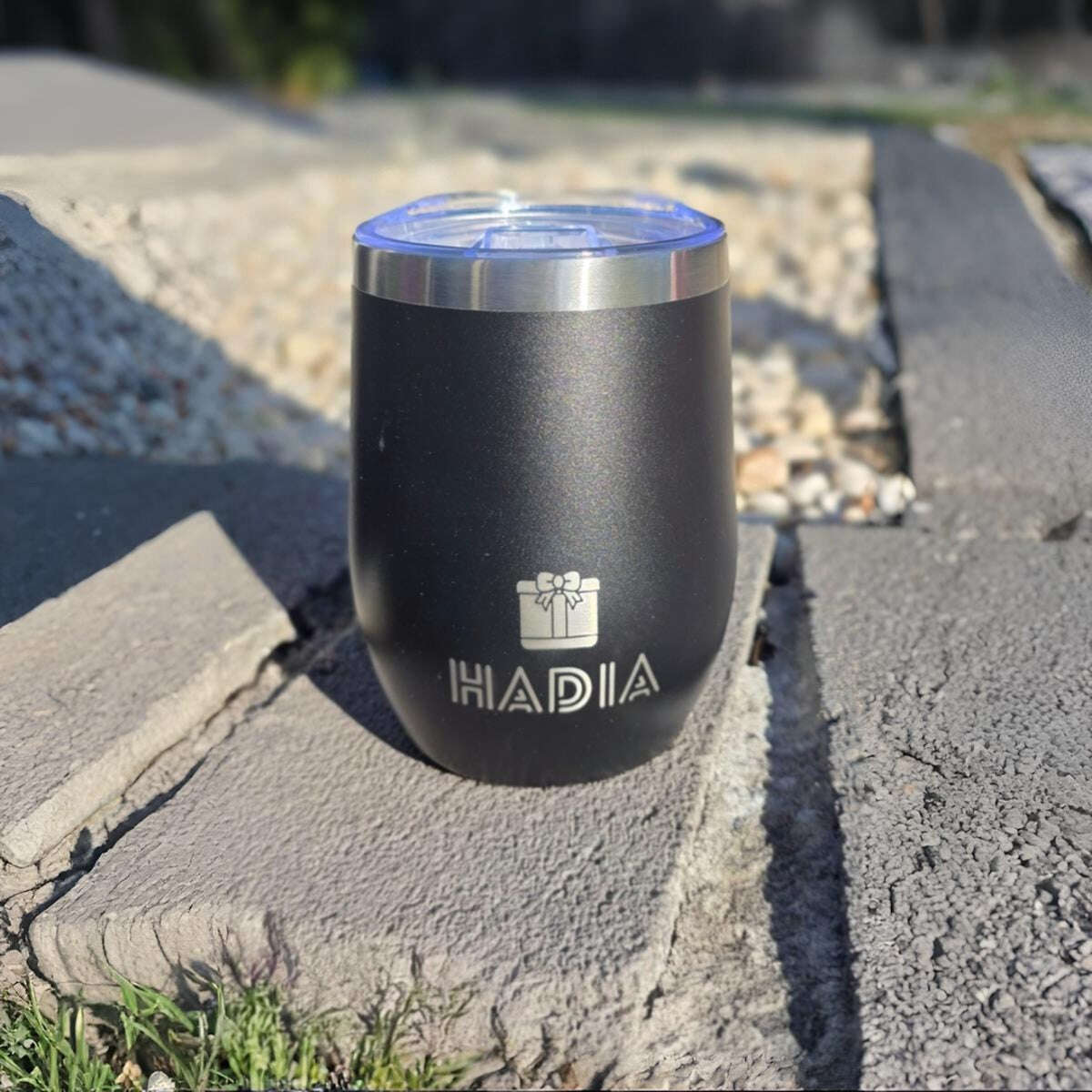 Black 12oz insulated stainless steel coffee mug – Hadia