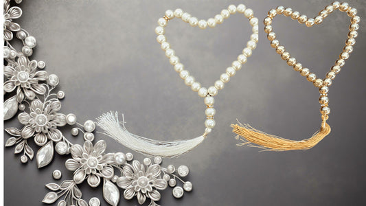 33-Bead White and Gold Pearl Tasbih Glass Imitation Australia