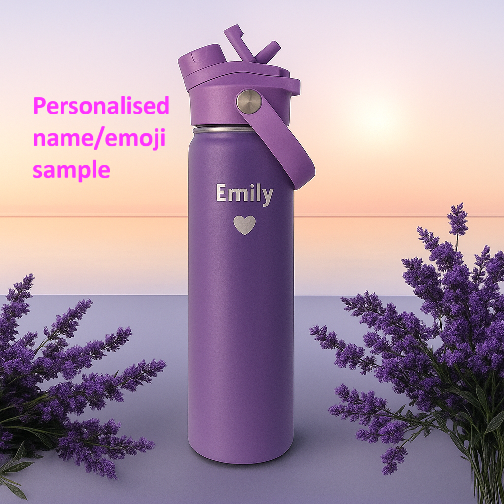 Personalised Two-in-One Flip & Sip 22 oz Double Wall Insulated Stainless Steel Water Bottle