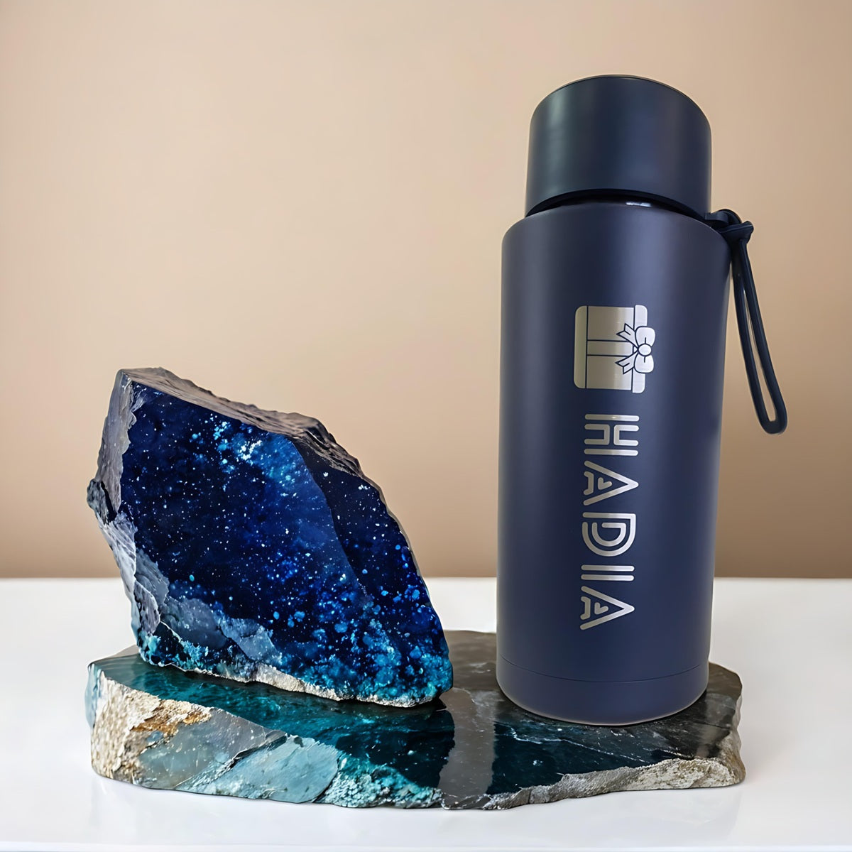 1L dark blue triple wall gym bottle for cold drinks and daily hydration